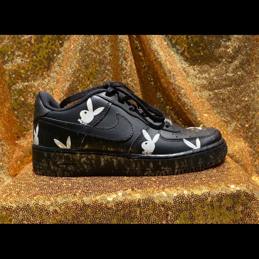 Playboy bunny Black Air Force ones